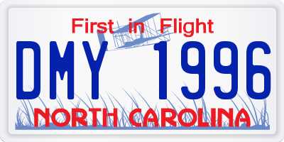 NC license plate DMY1996