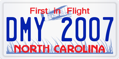 NC license plate DMY2007