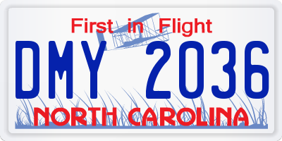 NC license plate DMY2036