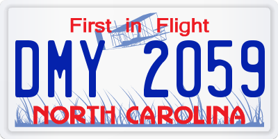 NC license plate DMY2059