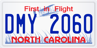NC license plate DMY2060
