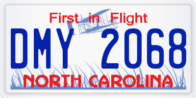 NC license plate DMY2068
