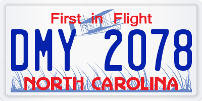 NC license plate DMY2078