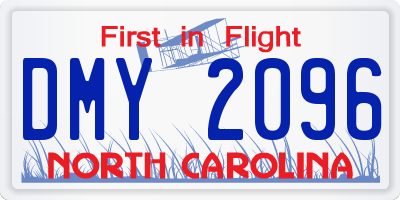 NC license plate DMY2096