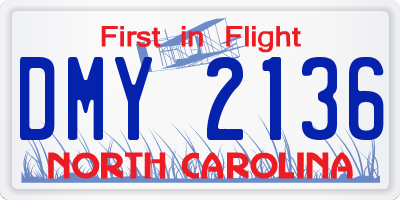 NC license plate DMY2136