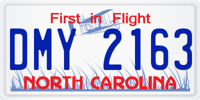 NC license plate DMY2163