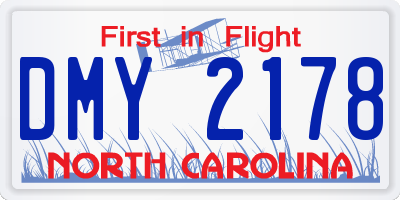 NC license plate DMY2178