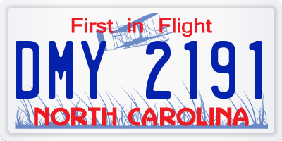 NC license plate DMY2191