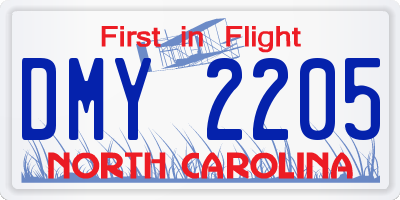 NC license plate DMY2205