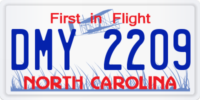 NC license plate DMY2209