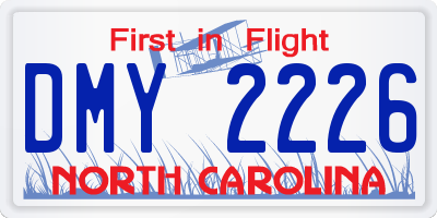 NC license plate DMY2226