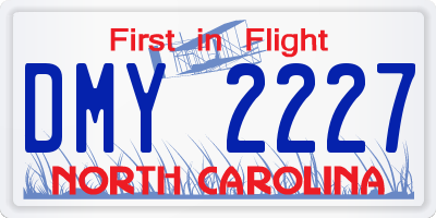 NC license plate DMY2227