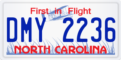NC license plate DMY2236