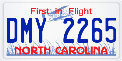 NC license plate DMY2265