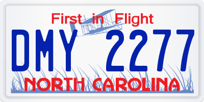 NC license plate DMY2277