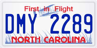 NC license plate DMY2289