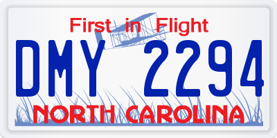 NC license plate DMY2294