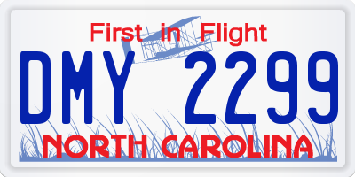 NC license plate DMY2299