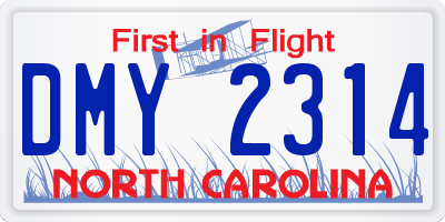 NC license plate DMY2314
