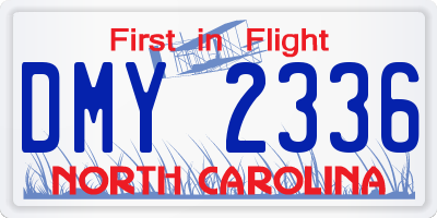 NC license plate DMY2336