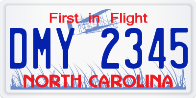 NC license plate DMY2345