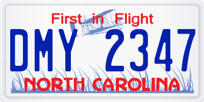 NC license plate DMY2347