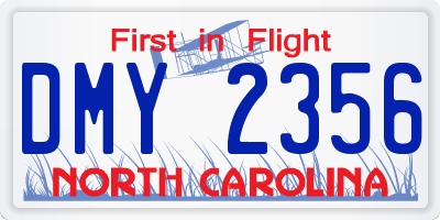 NC license plate DMY2356