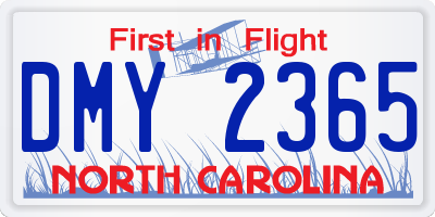NC license plate DMY2365