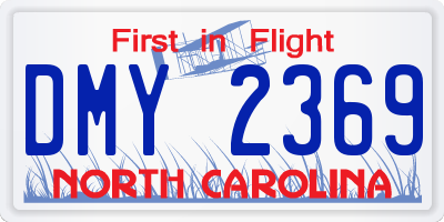 NC license plate DMY2369