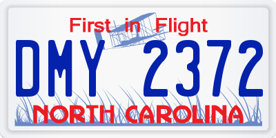 NC license plate DMY2372