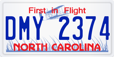 NC license plate DMY2374