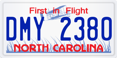 NC license plate DMY2380