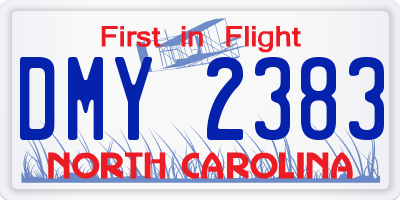 NC license plate DMY2383