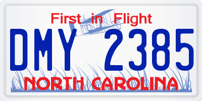 NC license plate DMY2385