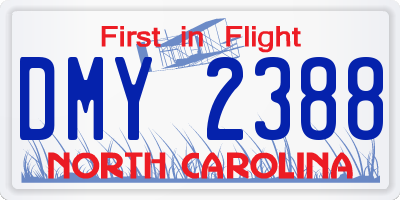NC license plate DMY2388