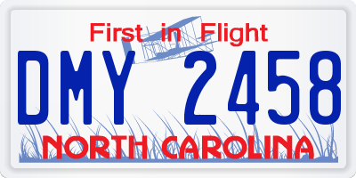 NC license plate DMY2458