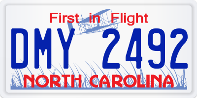 NC license plate DMY2492