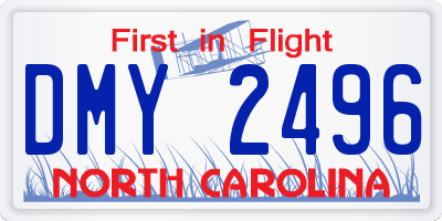 NC license plate DMY2496