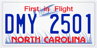 NC license plate DMY2501