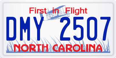 NC license plate DMY2507