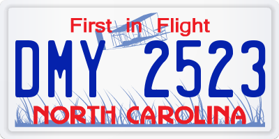 NC license plate DMY2523