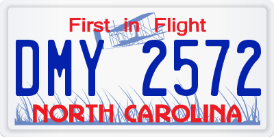 NC license plate DMY2572