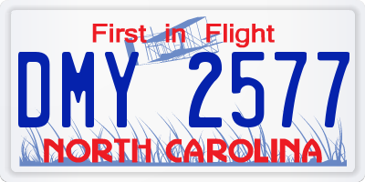 NC license plate DMY2577
