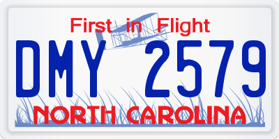 NC license plate DMY2579