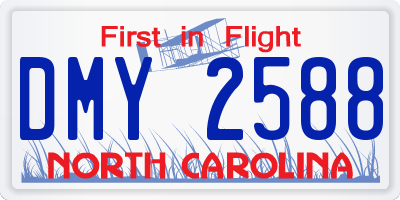 NC license plate DMY2588