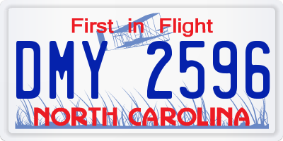NC license plate DMY2596