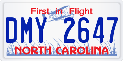 NC license plate DMY2647
