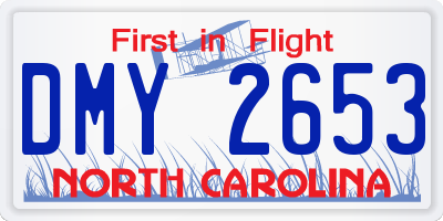 NC license plate DMY2653