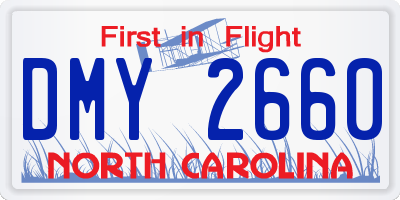 NC license plate DMY2660