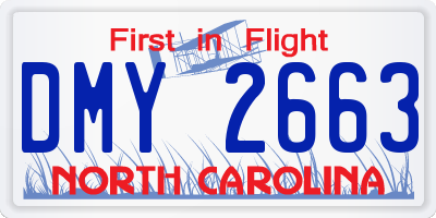 NC license plate DMY2663